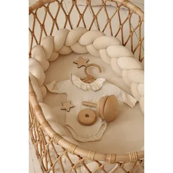 mantinel do postýlky Ochranný mantinel do postýlky - Pletený cop - Krémový (120-400 cm) 120cm