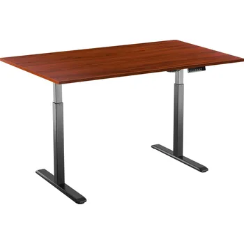 Psací stůl Výškově nastavitelný stůl AlzaErgo Table ET2 černý + deska TTE-01 140x80cm lamino kaštan