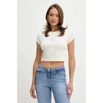 Dámské tričko Tričko Calvin Klein Jeans dámské, bílá barva, LV047AB802 01X, vel. M