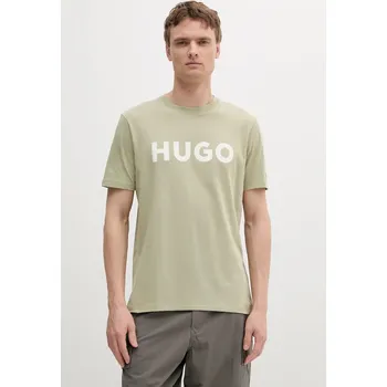 Pánské oblečení Bavlněné tričko HUGO Dulivio 50467556 zelená 91D, vel. XL