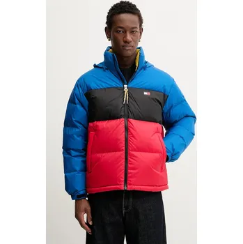 Dámská bunda Péřová bunda Tommy Jeans tmavomodrá barva, zimní, DM0DM22117 MLA, vel. XL