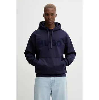 Pánská mikina Bavlněná mikina HUGO Ditchle pánská, černá barva, s kapucí, s potiskem, 50529090 59X, vel. L