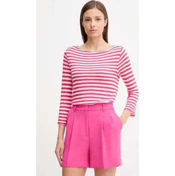 Pánské tričko Tričko s dlouhým rukávem s příměsí lnu United Colors of Benetton růžová barva, 38O0D109X 42X, vel. S