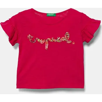 Dětské bavlněné tričko United Colors of Benetton 38V4G10JI.P.Seasonal růžová 42X, vel. 110