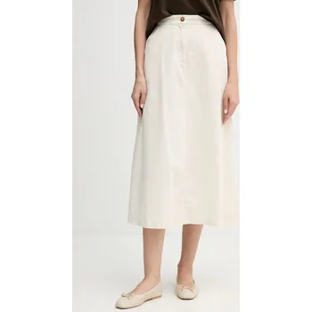 Dámská sukně Bavlněná sukně United Colors of Benetton béžová barva, midi, áčková, 494BD0058 01X, vel. 38