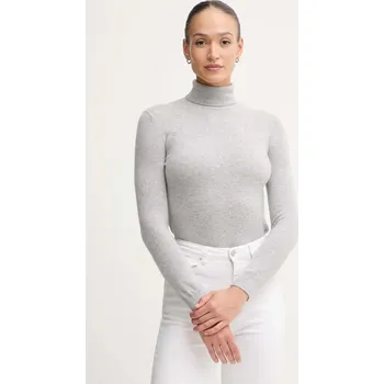 Dámský svetr Vlněný svetr United Colors of Benetton dámský, šedá barva, s golfem, 1002D2348 09A, vel. L