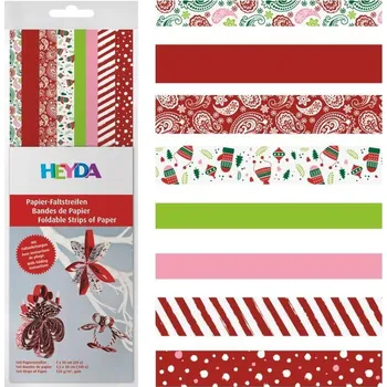 Vánoční dekorace Proužek papírový 30cm, 160ks, vánoční - 8 motivů červená/bílá/zelená/růžová