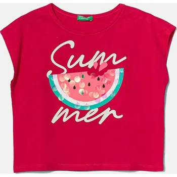 Dětské bavlněné tričko United Colors of Benetton 3I1XC10P0.G.Seasonal růžová 42X, vel. 122