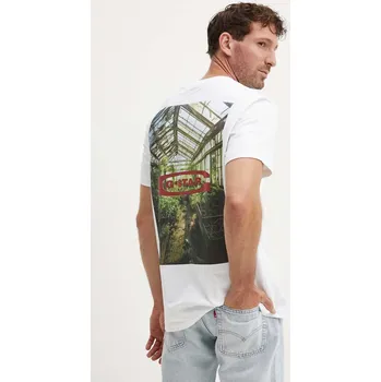 Pánské tričko Bavlněné tričko G-Star bílá barva, s potiskem, D25093-C784 D25093.C784 00C, vel. M