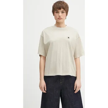 Bavlněné tričko Carhartt WIP S/S Nelson T-Shirt, XS, béžová, 80X