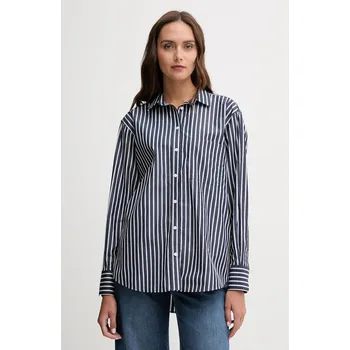 Dámská košile Bavlněná košile Lacoste dámská, zelená barva, relaxed, s klasickým límcem, CF0215 59X, vel. 34