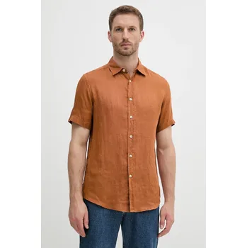 Pánská košile Lněná košile United Colors of Benetton 5BKU5QJH8 oranžová 28X, vel. M