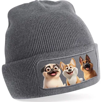 Polštář Zimní čepice - Psi One size / Šedá
