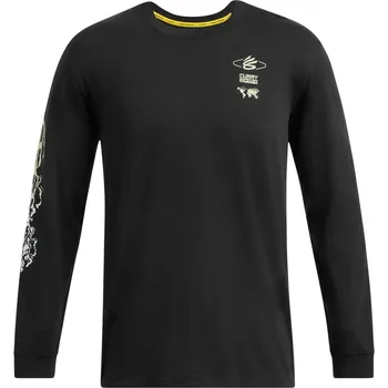 Pánské tričko Under Armour Curry Verbiage Heavyweight Long Sleeve T-Shirt Adults Blk/Green/Wht M