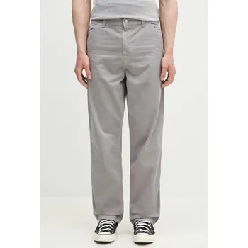 Pánské kalhoty Bavlněné kalhoty Carhartt WIP Single Knee Pant pánské, šedá barva, jednoduché, I031499.2LRGD, 30, 09X