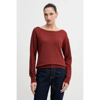 Dámský svetr Vlněný svetr Sisley dámský, červená barva, 11BAM1A48 COP, vel. S
