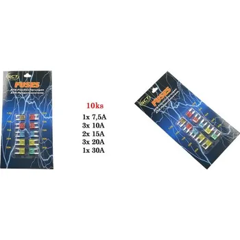Autopojistky Pojistky do auta 10ks Fuses