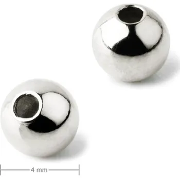 Korálek Kovový korálek dutý 4 mm v barvě platiny