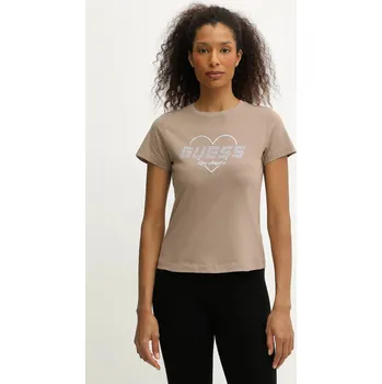 Bavlněné tričko Guess NARCISO V5GI10.K9RM1 béžová 80X, vel. XS