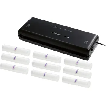 SILVERCREST® Sada vakuové svářečky fólií SV 130 A1 (černá) a fólií do vakuovačky, 20 cm, 9 kusů