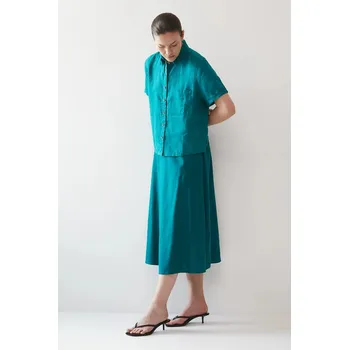 Dámská sukně Lněná sukně Medicine zelená barva, midi, áčková RS25.SDD908 67X, vel. XL