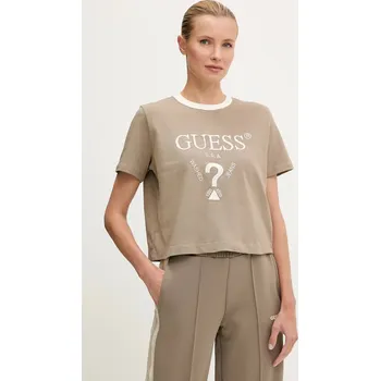 Bavlněné tričko Guess FILANTA V5GI18.I3Z14 béžová 80X, vel. L