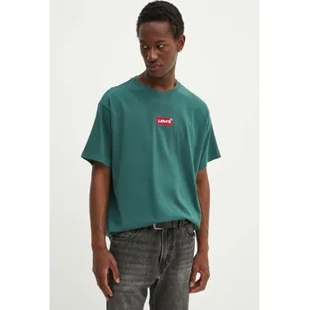 Pánské tričko Bavlněné tričko Levi's zelená barva, s potiskem, 87373 77B, vel. L