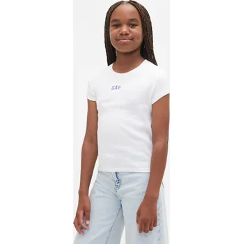 Dívčí tričko GAP Dívčí Dětské žebrované tričko s logem GAP Bílá M (2947799)