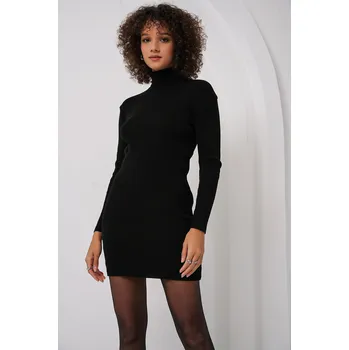 Dámské šaty Bigdart Černé žebrované mini šaty Midnight Muse s rolákem Velikost: One size