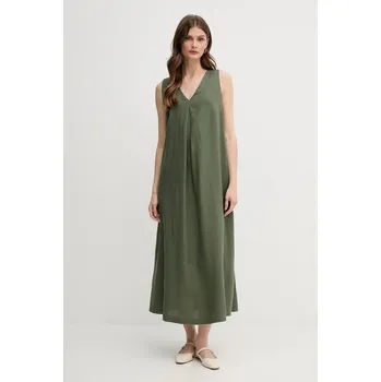 Dámské šaty Lněné šaty United Colors of Benetton růžová barva, maxi 4AGHDV07C 97A, vel. XXS