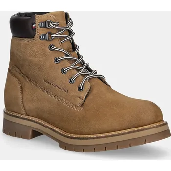 Pánská obuv Vysoké kožené boty Tommy Hilfiger FLEX TH OUTDOOR W NBK BOOT FM0FM05563 hnědá 82X, EUR 46