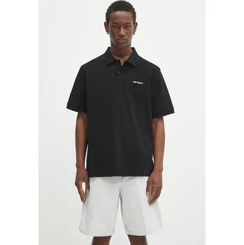 Bavlněné polo tričko Carhartt WIP S/S Carhartt Script, M, černá, 99X