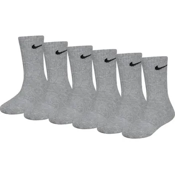 Nike 6Pk Dri-Fit Crew Sock Childs Dark Grey Heather 9.5-2.5