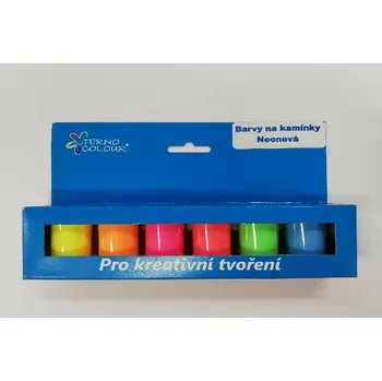 Speciální výtvarná barva Sada barev na kamínky neonová - 6 ks základních barev
