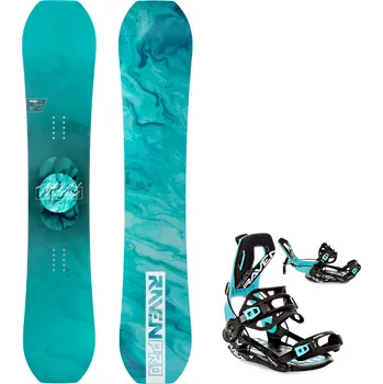 Snowboard Snowboard komplet Raven PRO Marble Carbon Mint + vázání RAVEN Fastec FT360 Mint Velikost: 150 cm, Velikost vázání: M