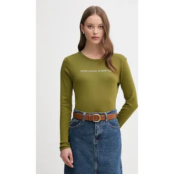 Pánské tričko Bavlněné tričko s dlouhým rukávem United Colors of Benetton fialová barva, 3GA2E16G0 91X, vel. L