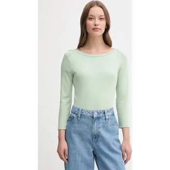 Pánské tričko Bavlněné tričko s dlouhým rukávem United Colors of Benetton 3GA2E16A1 zelená 07X, vel. S