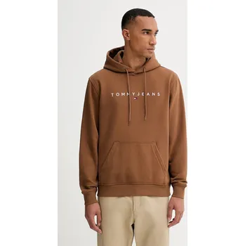 Pánská mikina Mikina Tommy Jeans pánská, béžová barva, s kapucí, s potiskem, DM0DM20746 88A, vel. S