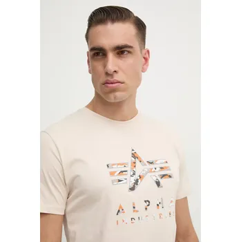 Bavlněné tričko Alpha Industries 146506 béžová 01X, vel. M