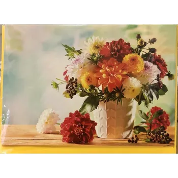 Blahopřání E - s motivem jiřinek GC - 17x12cm