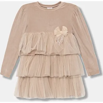 Dívčí šaty Dívčí šaty Jamiks ADEL béžová barva, mini, JZI224 ADEL.Sukienka.JZI224.G 80X, vel. 92