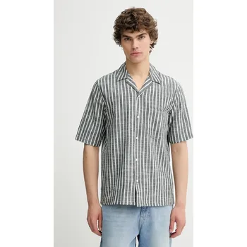 Pánská košile Košile s příměsí lnu Samsoe Samsoe SAOSCAR M24200074 šedá 90X, vel. S