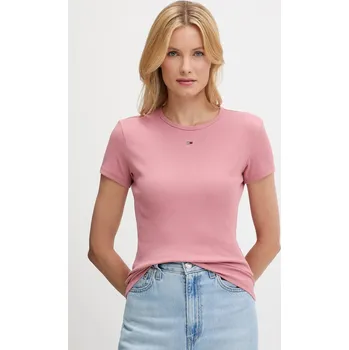 Dámské tričko Tričko Tommy Jeans dámské, béžová barva, DW0DW17383 34X, vel. L