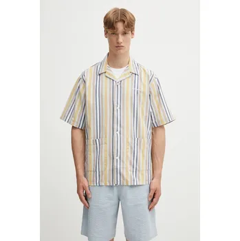 Košile s příměsí lnu Carhartt WIP S/S Folsey, L, zelená, 91X