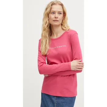 Pánské tričko Bavlněné tričko s dlouhým rukávem United Colors of Benetton fialová barva, 3GA2E16G0 42A, vel. XS