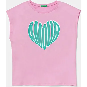 Dětská móda Dětské bavlněné tričko United Colors of Benetton 3JERC10PB.G.Seasonal růžová 30X, vel. 130