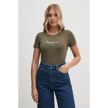 Dámské tričko Tričko Pepe Jeans NEW VIRGINIA SS N dámské, zelená barva, PL505202 77X, vel. M