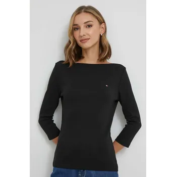 Pánské tričko Bavlněné tričko s dlouhým rukávem Tommy Hilfiger černá barva, WW0WW40589 99X, vel. S