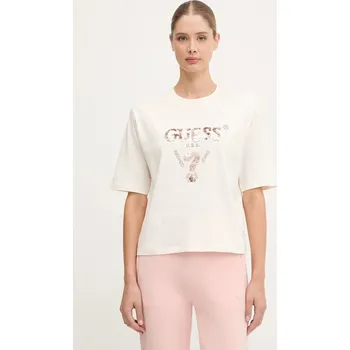 Bavlněné tričko Guess AURLIE V4YI06.I3Z14 béžová 01A, vel. XL