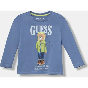 Chlapecké tričko Dětské bavlněné tričko s dlouhým rukávem Guess N5BI04.I3Z14.9BYA modrá 55X, vel. 96-104
